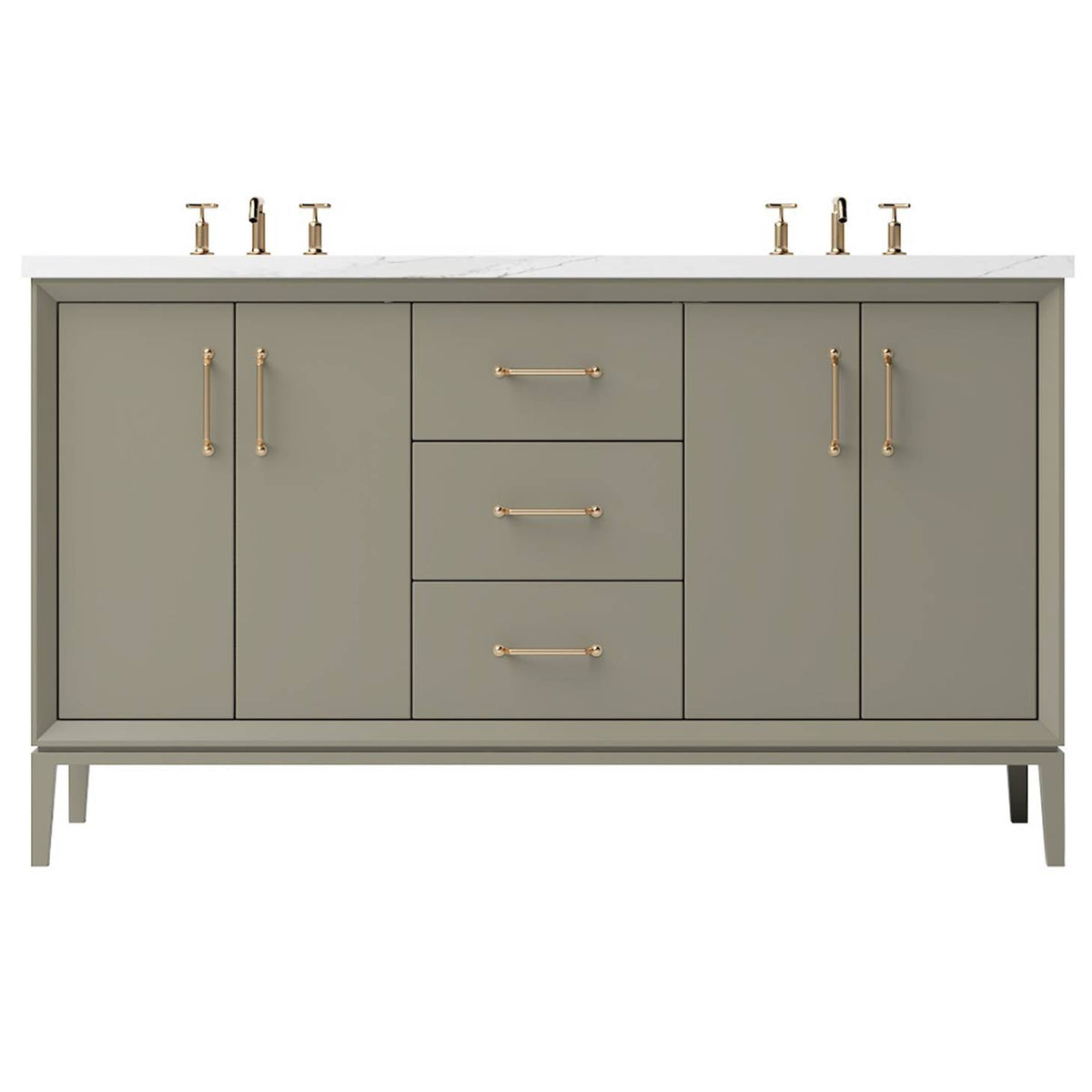 Vanderloc Alexandra Double Bath Vanity - 60&quot; - French Olive - Satin Gold - ALD5 - 60.fo.sg