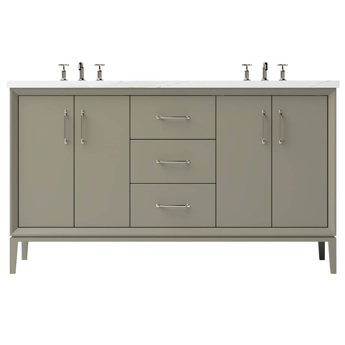Vanderloc Alexandra Double Bath Vanity - 60&quot; - French Olive - Satin Nickel - ALD5 - 60.fo.sn