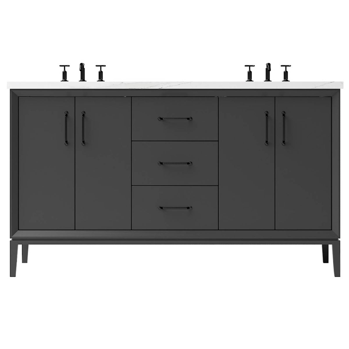 Vanderloc Alexandra Double Bath Vanity - 60&quot; - Off Black - Matte Black - ALD5 - 60.ob.mb