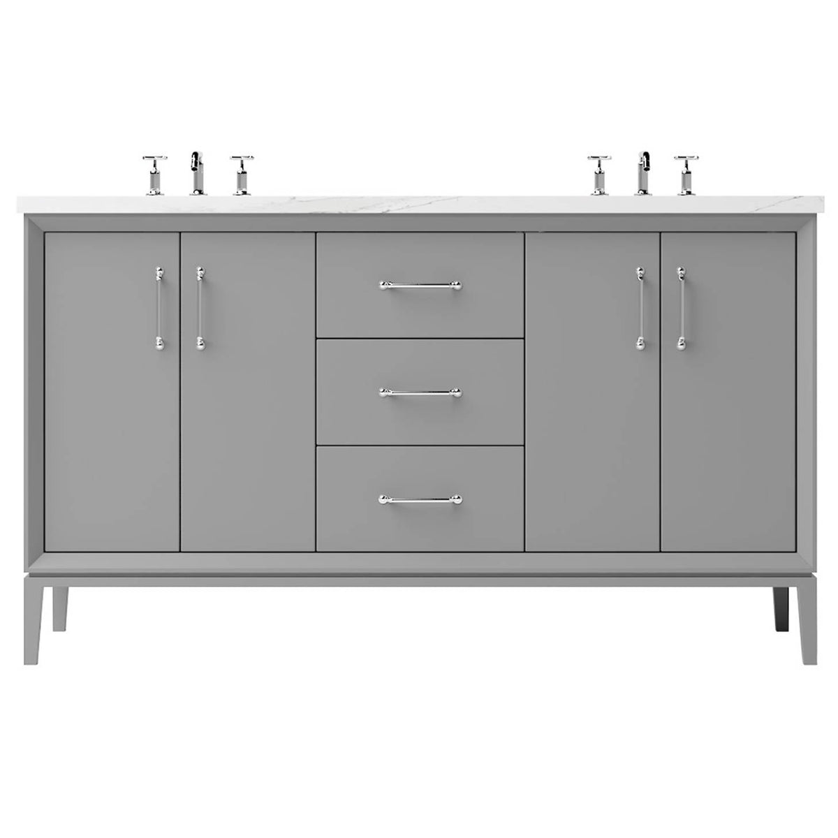 Vanderloc Alexandra Double Bath Vanity - 60&quot; - Platinum Gray - Polished Chrome - ALD5 - 60.pg.ch
