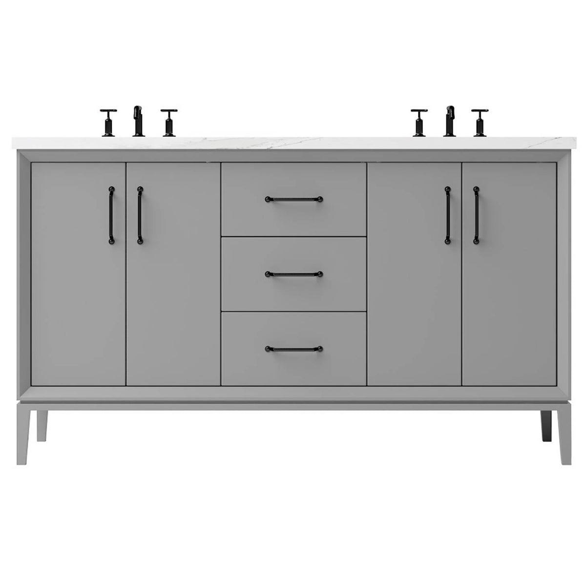 Vanderloc Alexandra Double Bath Vanity - 60&quot; - Platinum Gray - Matte Black - ALD5 - 60.pg.mb