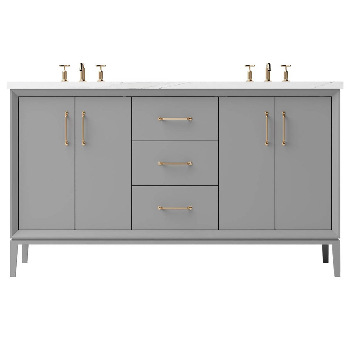Vanderloc Alexandra Double Bath Vanity - 60&quot; - Platinum Gray - Satin Gold - ALD5 - 60.pg.sg
