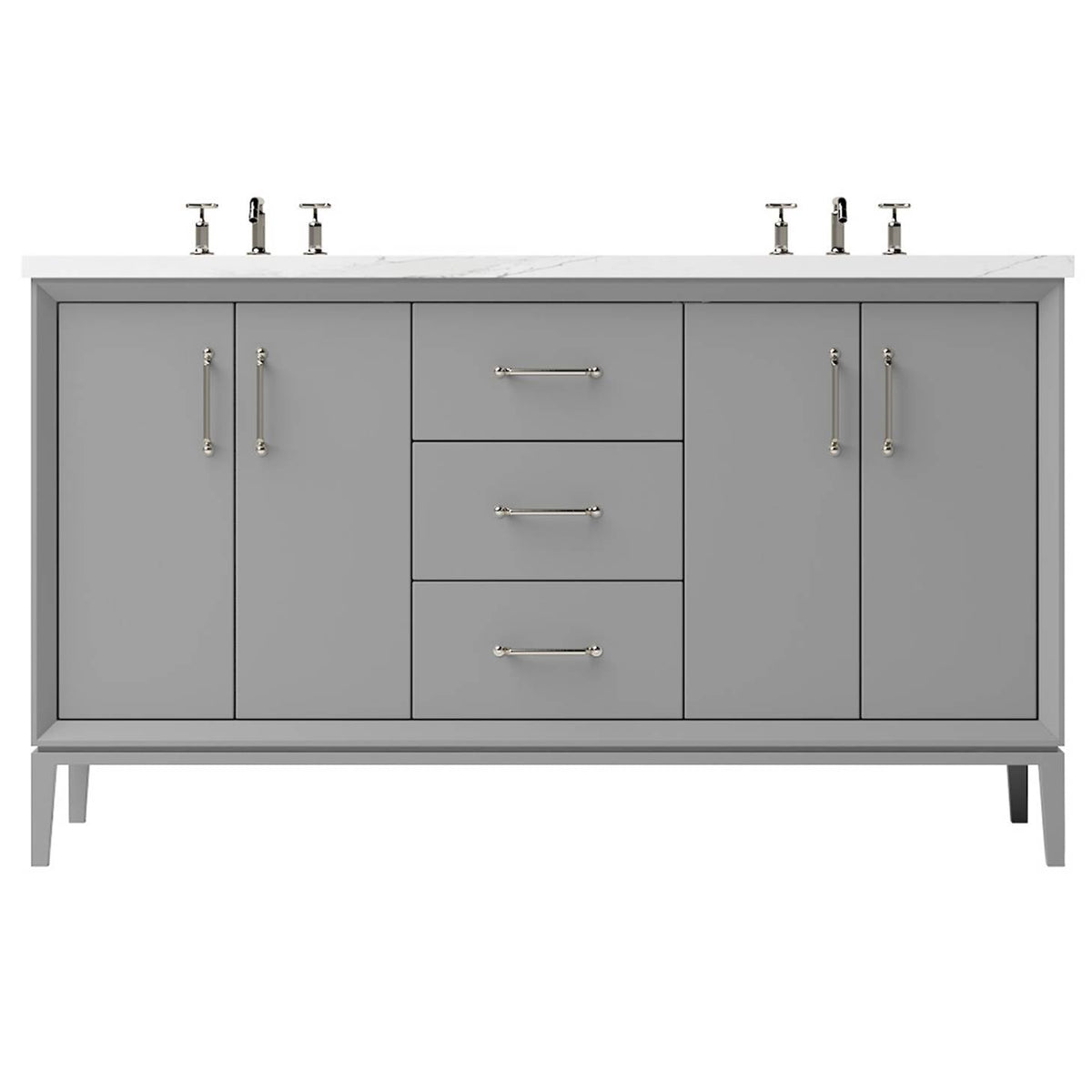 Vanderloc Alexandra Double Bath Vanity - 60&quot; - Platinum Gray - Satin Nickel - ALD5 - 60.pg.sn