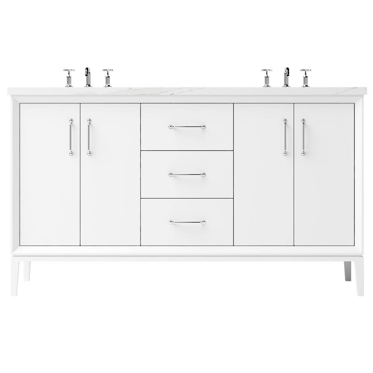 Vanderloc Alexandra Double Bath Vanity - 60&quot; - Pure White - Polished Chrome - ALD5 - 60.pw.ch
