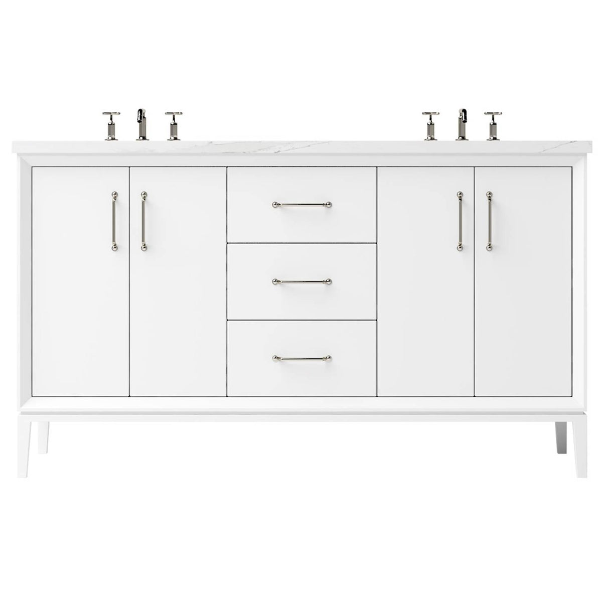 Vanderloc Alexandra Double Bath Vanity - 60&quot; - Pure White - Satin Nickel - ALD5 - 60.pw.sn