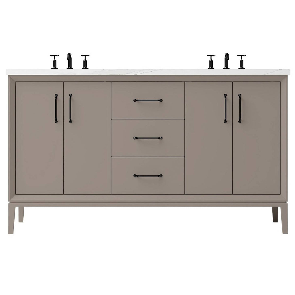 Vanderloc Alexandra Double Bath Vanity - 60&quot; - Taos Taupe - Matte Black - ALD5 - 60.tt.mb