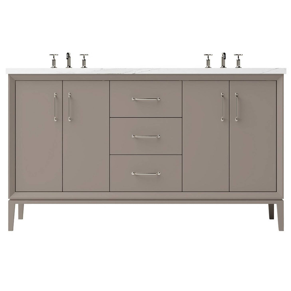 Vanderloc Alexandra Double Bath Vanity - 60&quot; - Taos Taupe - Satin Nickel - ALD5 - 60.tt.sn