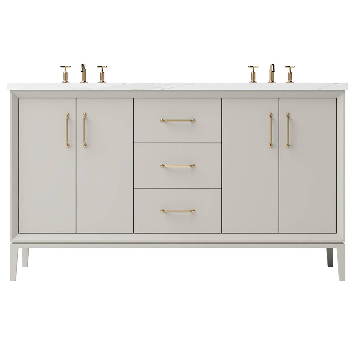 Vanderloc Alexandra Double Bath Vanity - 60&quot; - Vintage Taupe - Satin Gold - ALD5 - 60.vt.sg