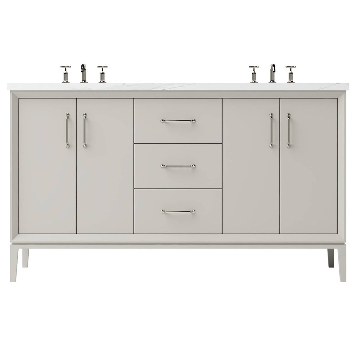 Vanderloc Alexandra Double Bath Vanity - 60&quot; - Vintage Taupe - Satin Nickel - ALD5 - 60.vt.sn