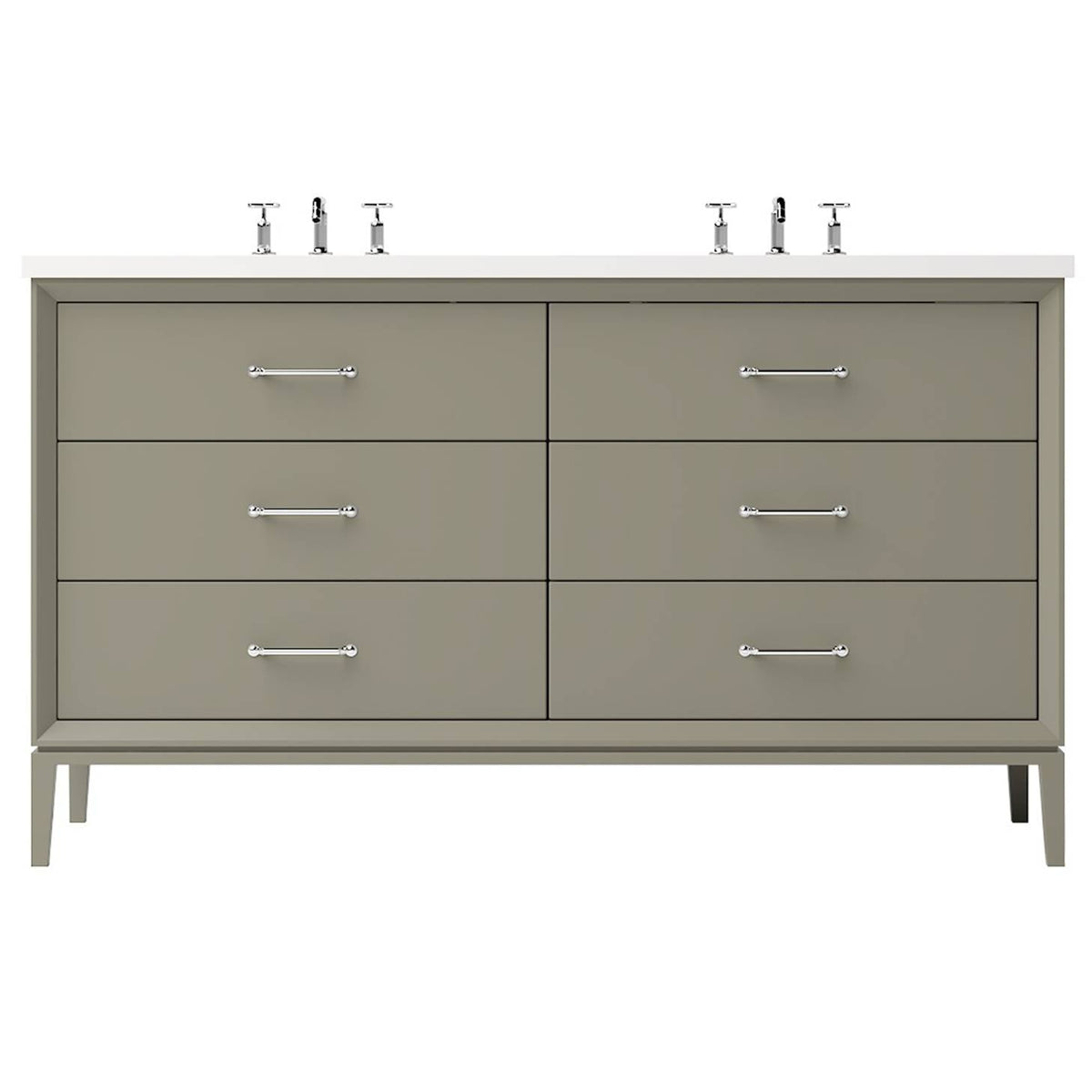 Vanderloc Alexandra Double Drawer Bath Vanity - 60&quot; - French Olive - Polished Chrome - ALD6 - 60.fo.ch