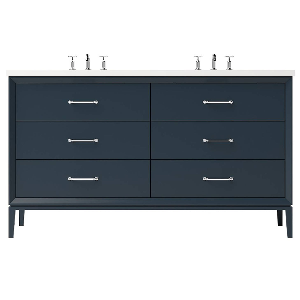 Vanderloc Alexandra Double Drawer Bath Vanity - 60&quot; - Hague Blue - Polished Chrome - ALD6 - 60.hb.ch