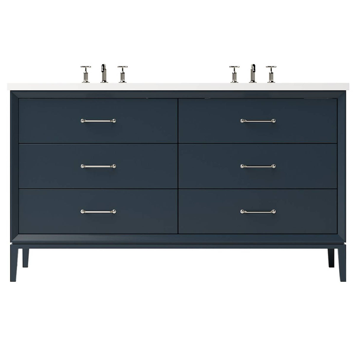 Vanderloc Alexandra Double Drawer Bath Vanity - 60&quot; - Hague Blue - Satin Nickel - ALD6 - 60.hb.sn