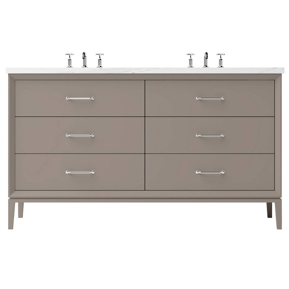 Vanderloc Alexandra Double Drawer Bath Vanity - 60&quot; - Taos Taupe - Polished Chrome - ALD6 - 60.tt.ch