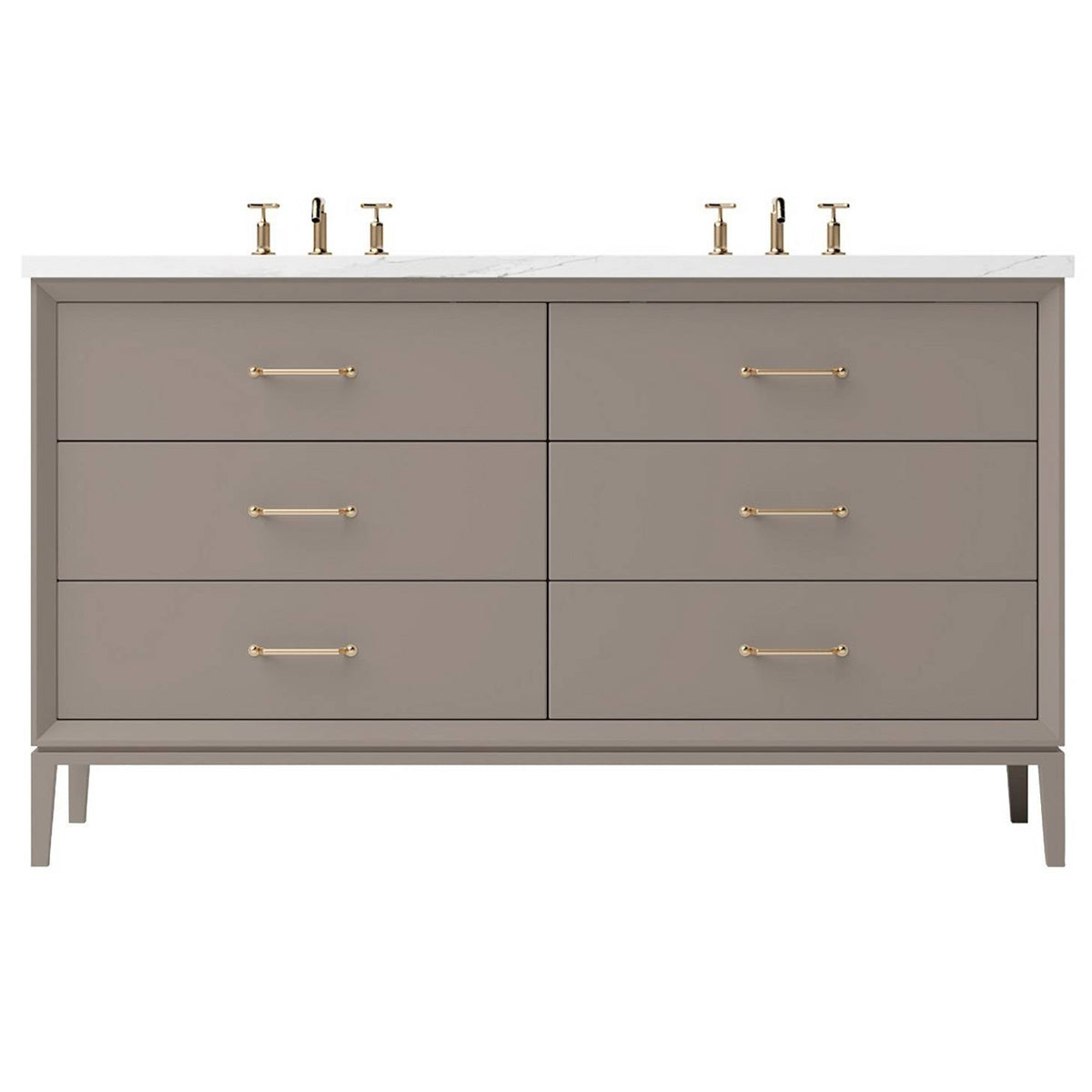 Vanderloc Alexandra Double Drawer Bath Vanity - 60&quot; - Taos Taupe - Satin Gold - ALD6 - 60.tt.sg