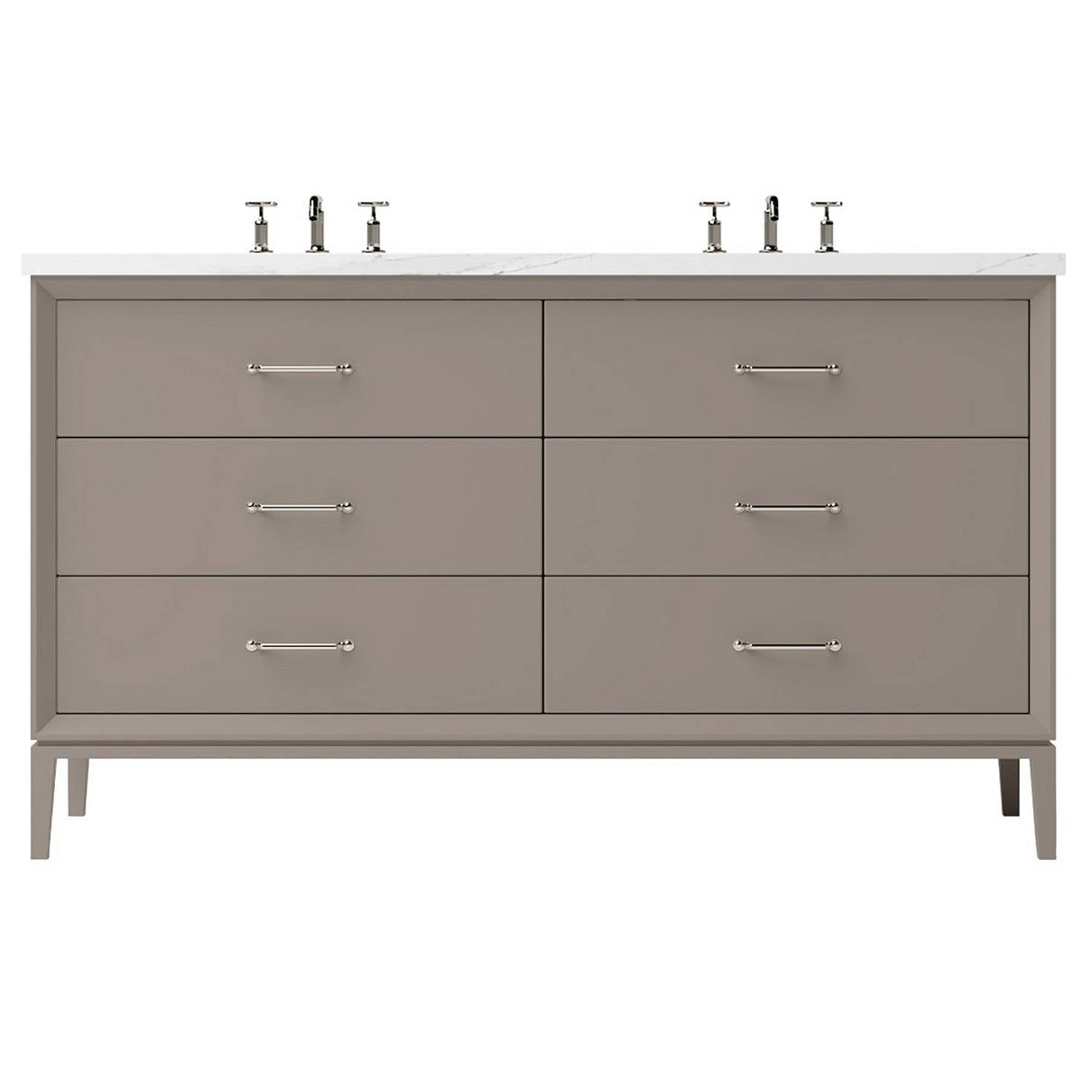 Vanderloc Alexandra Double Drawer Bath Vanity - 60&quot; - Taos Taupe - Satin Nickel - ALD6 - 60.tt.sn