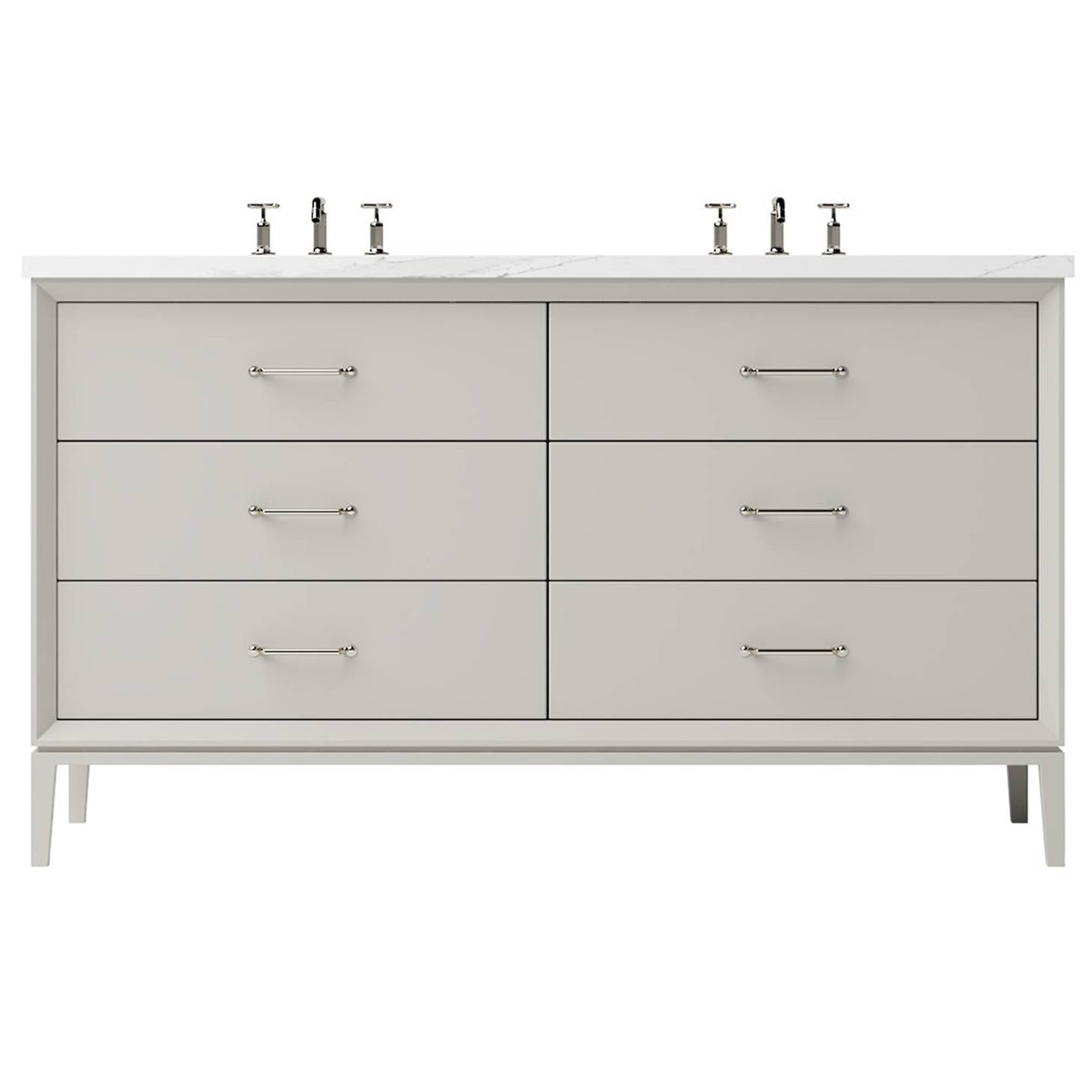 Vanderloc Alexandra Double Drawer Bath Vanity - 60&quot; - Vintage Taupe - Satin Nickel - ALD6 - 60.vt.sn