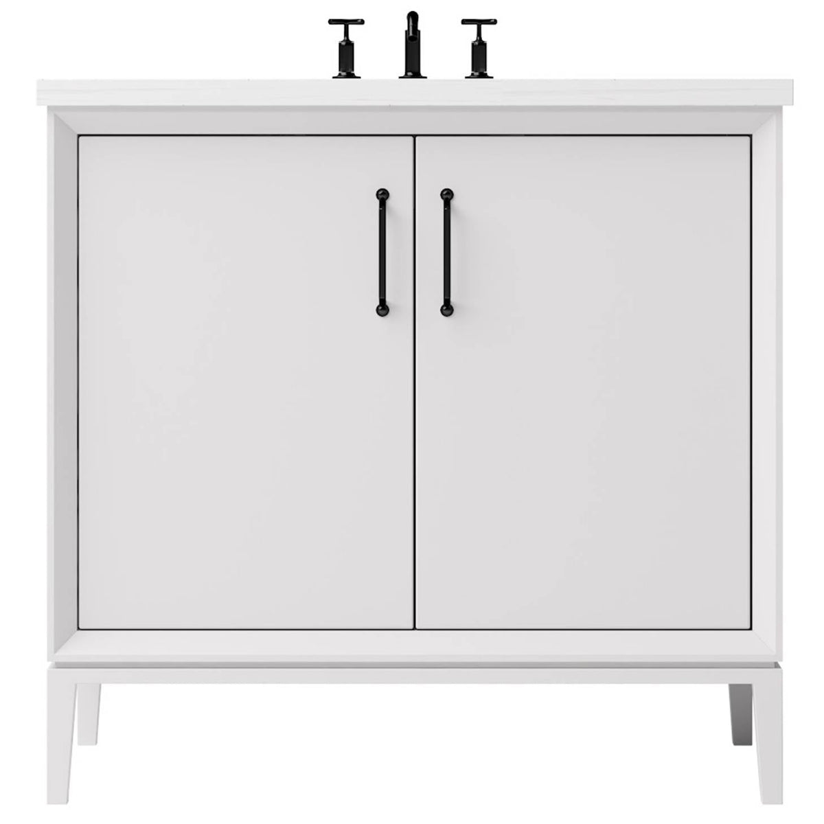 Vanderloc Alexandra Single Bath Vanity - 24&quot; - Strong White - Matte Black - ALS1 - 24.sw.mb