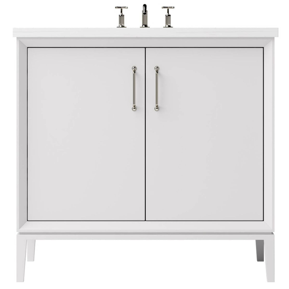 Vanderloc Alexandra Single Bath Vanity - 24&quot; - Strong White - Satin Nickel - ALS1 - 24.sw.sn