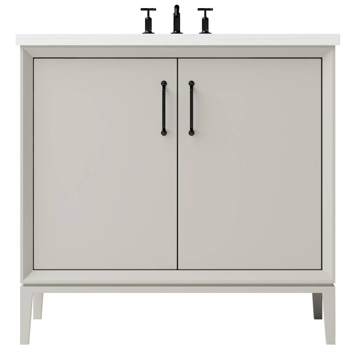 Vanderloc Alexandra Single Bath Vanity - 24&quot; - Vintage Taupe - Matte Black - ALS1 - 24.vt.mb