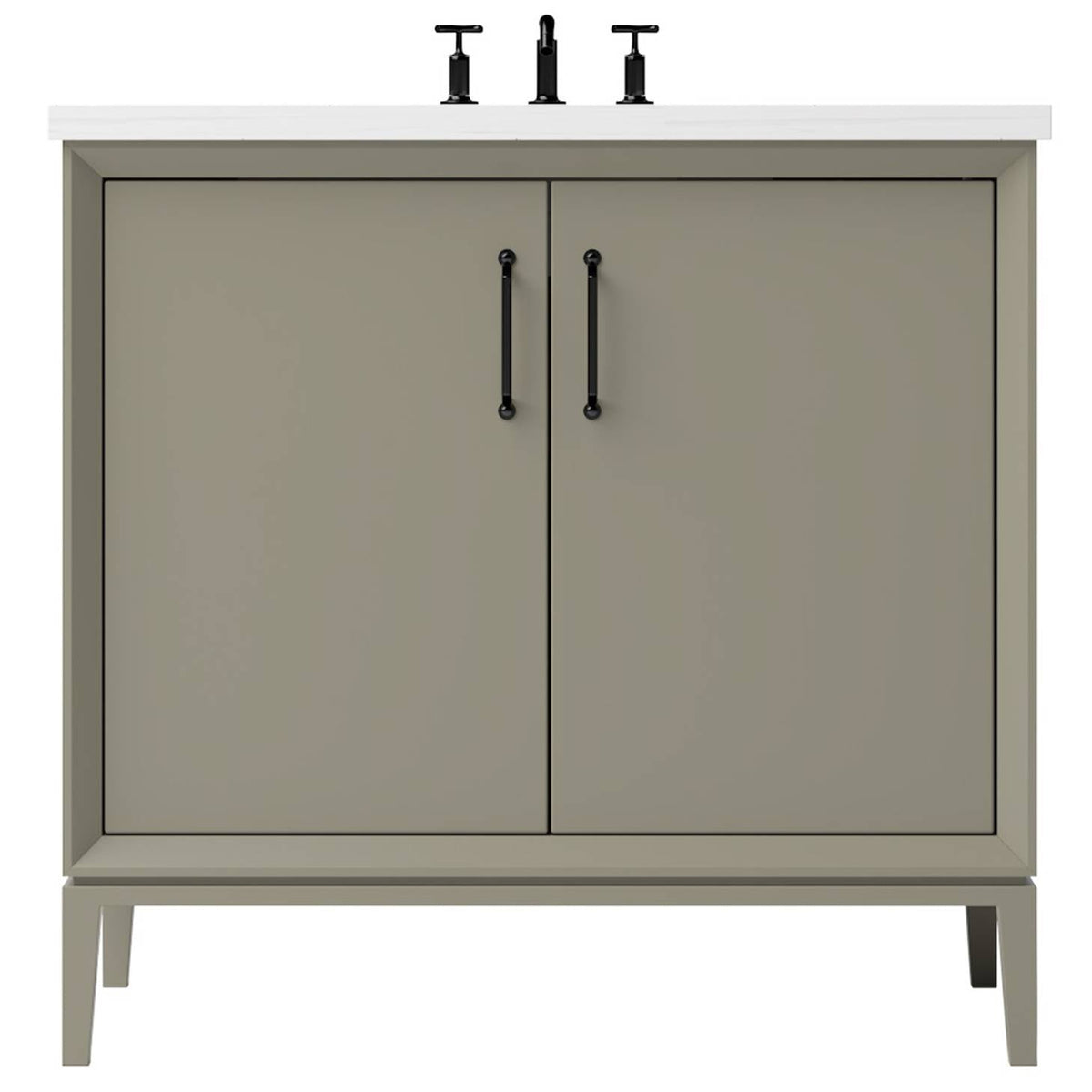 Vanderloc Alexandra Single Bath Vanity - 36&quot; - French Olive - Matte Black - ALS1 - 36.fo.mb