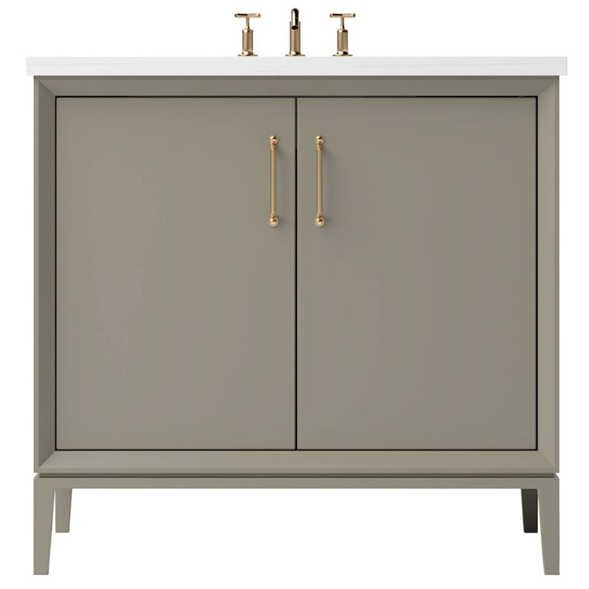 Vanderloc Alexandra Single Bath Vanity - 36&quot; - French Olive - Satin Gold - ALS1 - 36.fo.sg