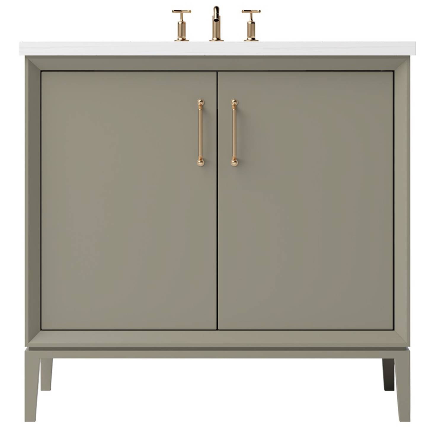 Vanderloc Alexandra Single Bath Vanity – 36" – French Olive – Satin Gold