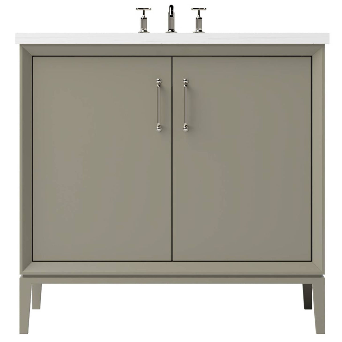 Vanderloc Alexandra Single Bath Vanity - 36&quot; - French Olive - Satin Nickel - ALS1 - 36.fo.sn