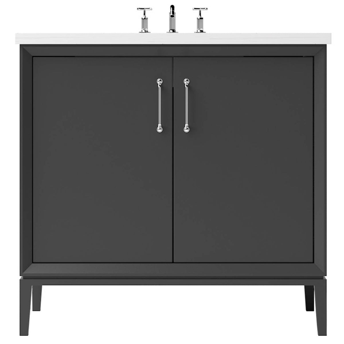 Vanderloc Alexandra Single Bath Vanity - 36&quot; - Off Black - Polished Chrome - ALS1 - 36.ob.ch