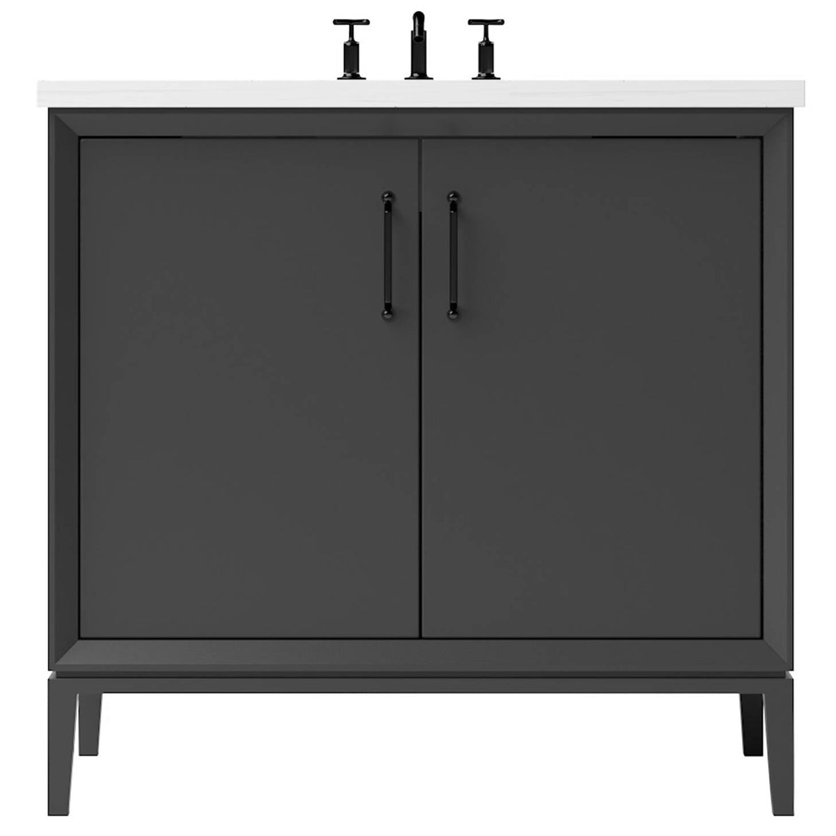 Vanderloc Alexandra Single Bath Vanity - 36&quot; - Off Black - Matte Black - ALS1 - 36.ob.mb