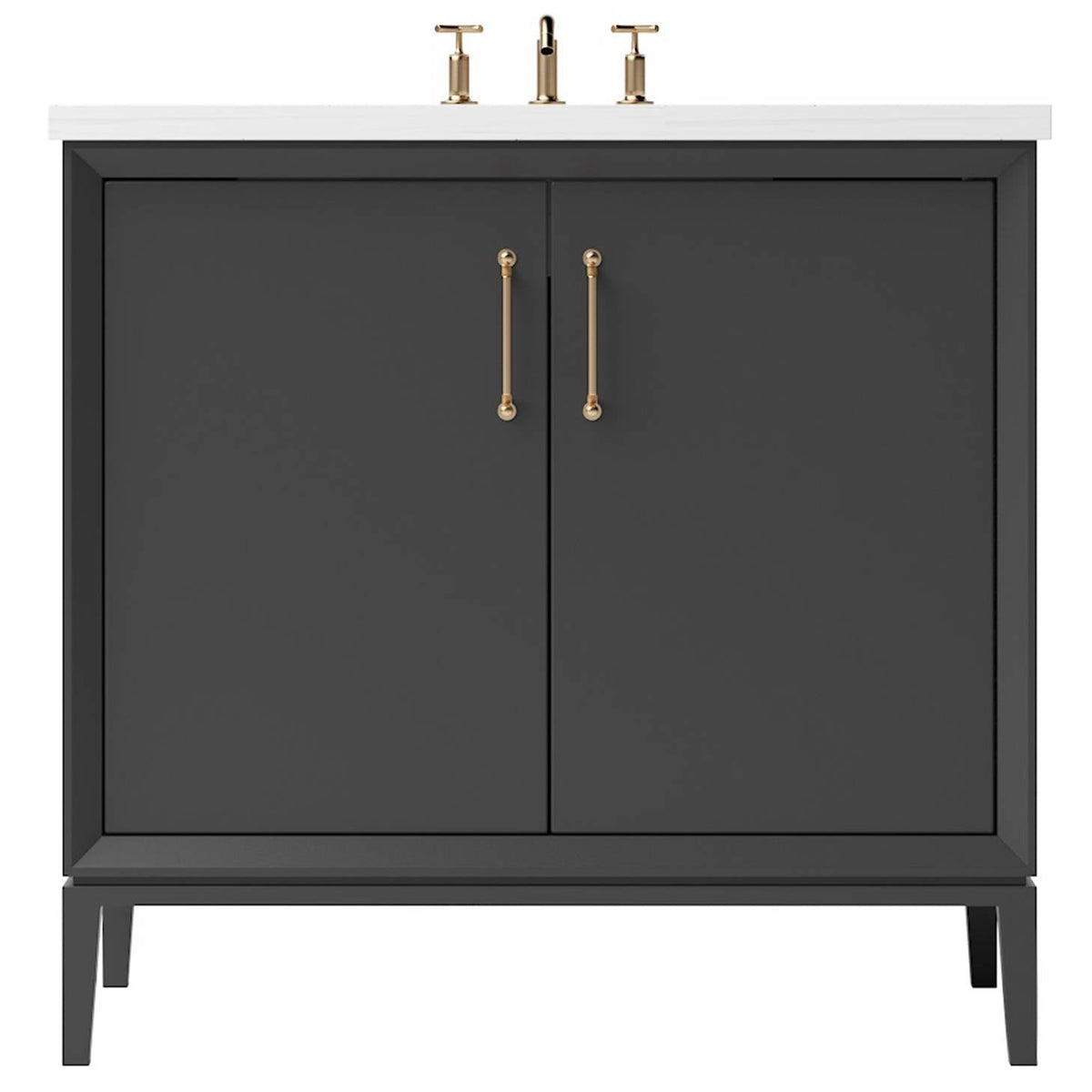 Vanderloc Alexandra Single Bath Vanity - 36&quot; - Off Black - Satin Gold - ALS1 - 36.ob.sg