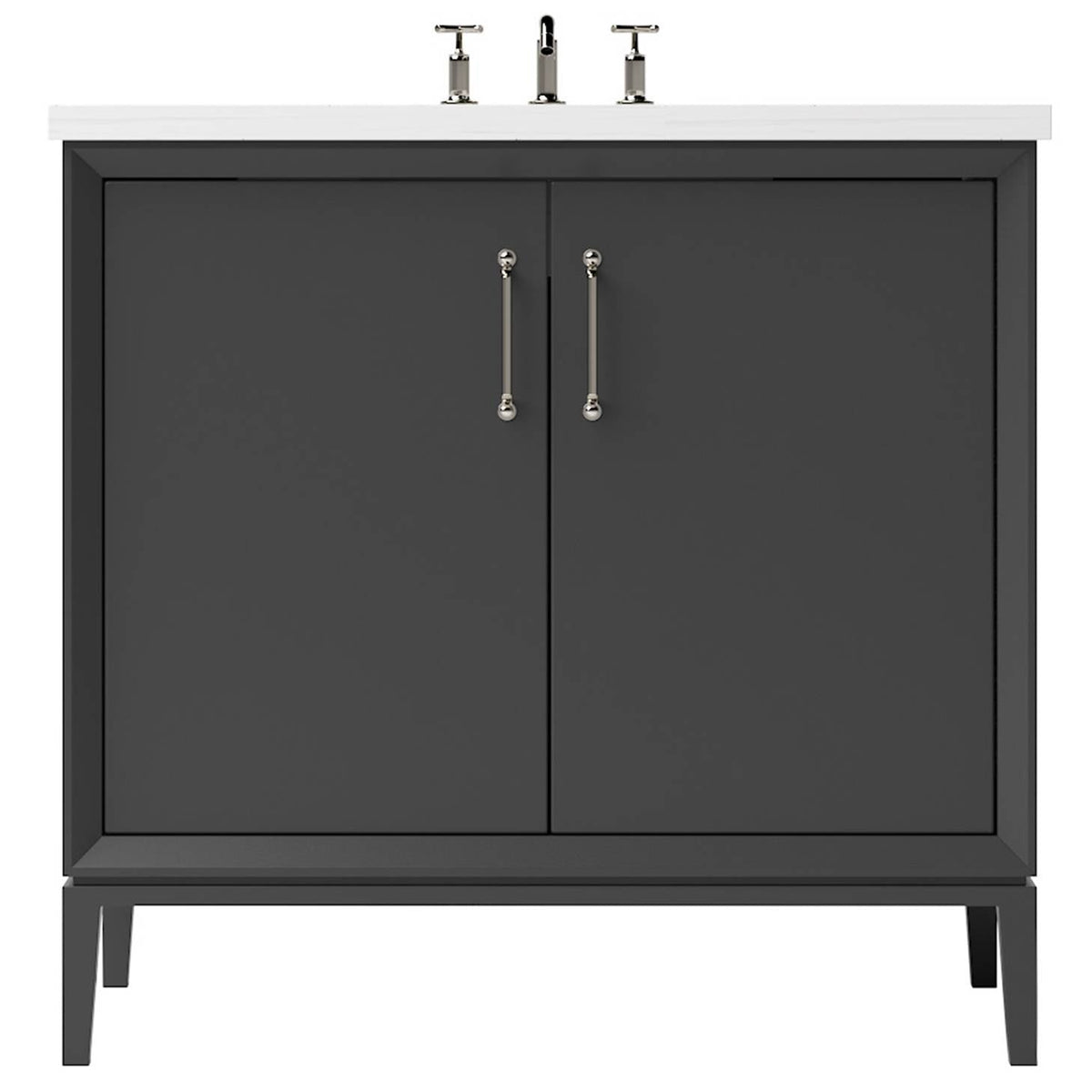 Vanderloc Alexandra Single Bath Vanity - 36&quot; - Off Black - Satin Nickel - ALS1 - 36.ob.sn