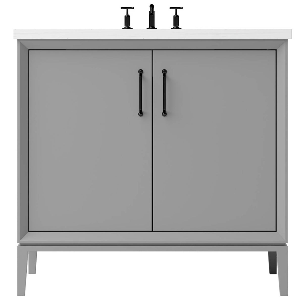 Vanderloc Alexandra Single Bath Vanity - 36&quot; - Platinum Gray - Matte Black - ALS1 - 36.pg.mb