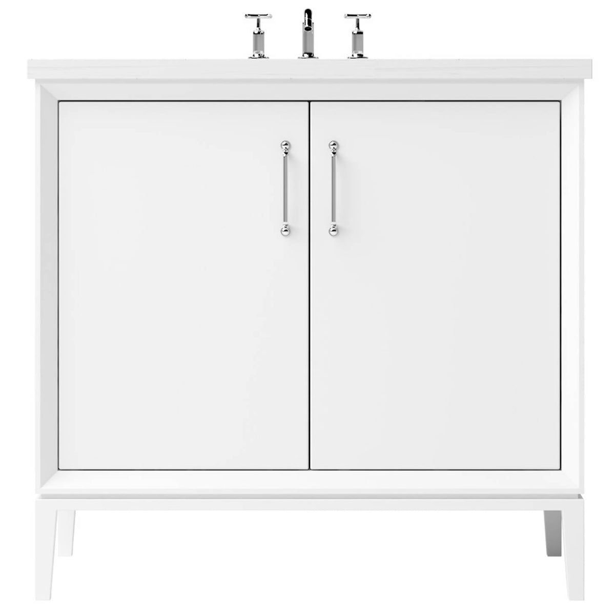 Vanderloc Alexandra Single Bath Vanity - 36&quot; - Pure White - Polished Chrome - ALS1 - 36.pw.ch