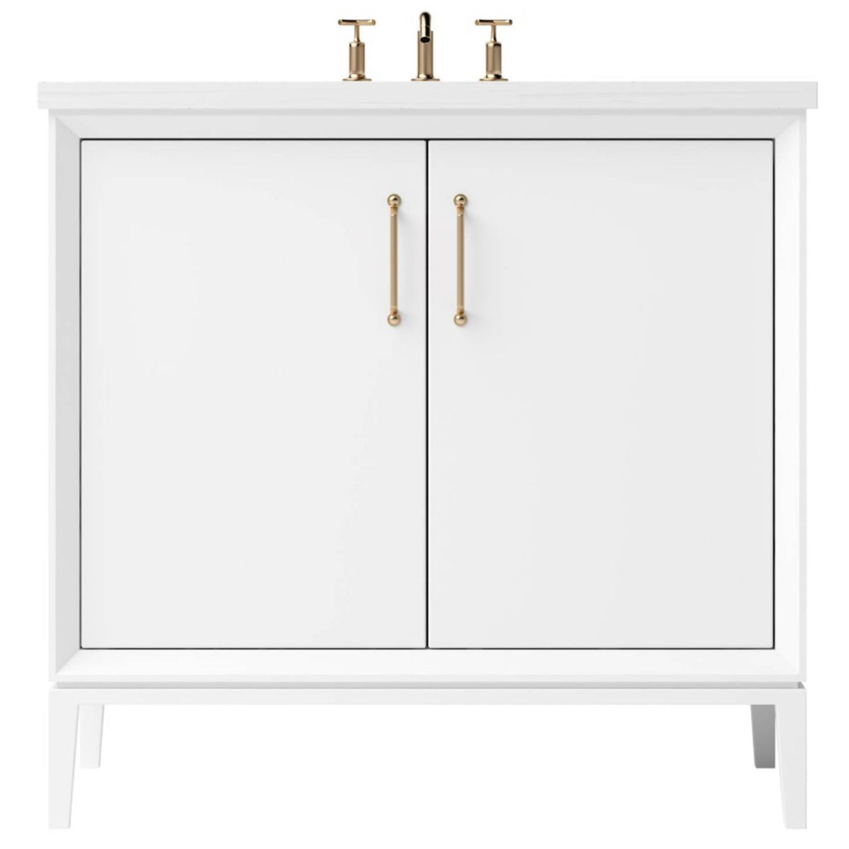Vanderloc Alexandra Single Bath Vanity - 36&quot; - Pure White - Satin Gold - ALS1 - 36.pw.sg