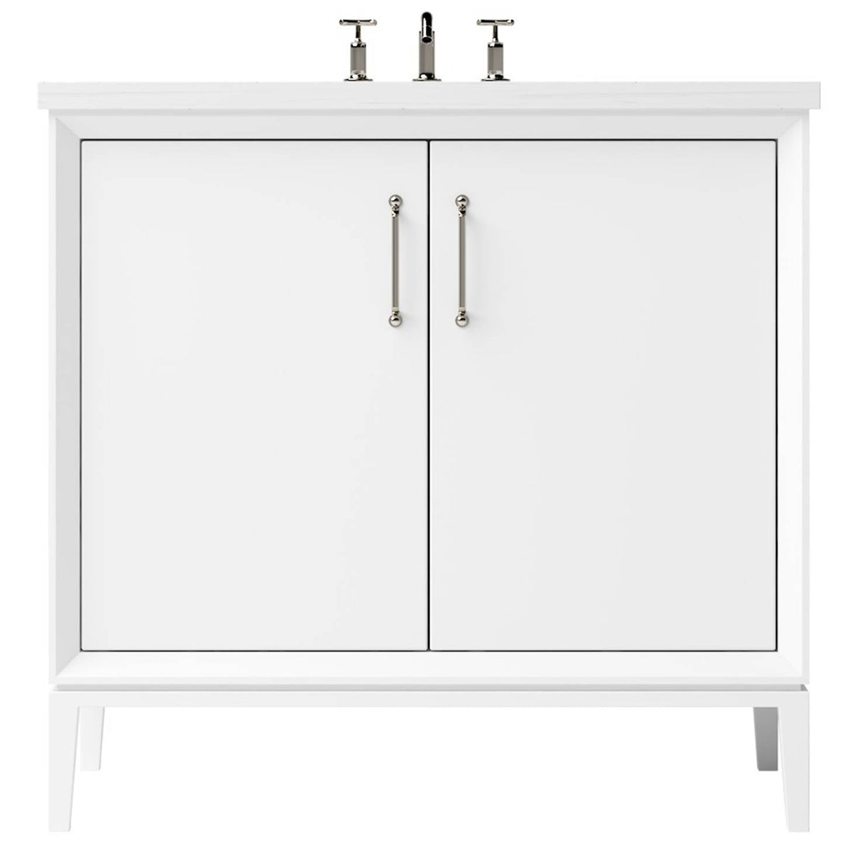Vanderloc Alexandra Single Bath Vanity - 36&quot; - Pure White - Satin Nickel - ALS1 - 36.pw.sn