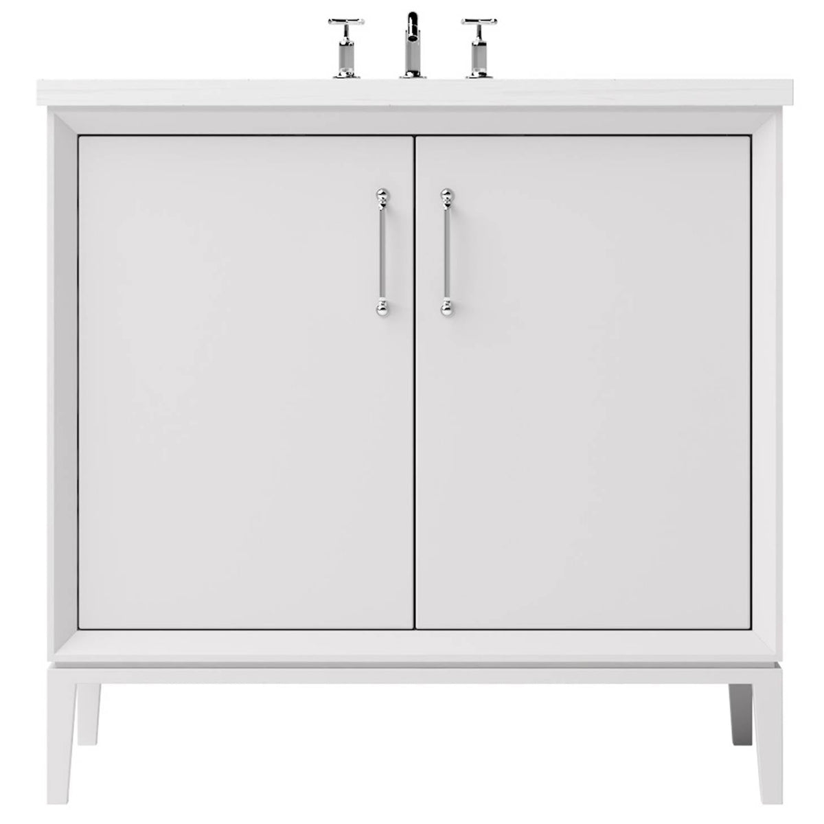 Vanderloc Alexandra Single Bath Vanity - 36&quot; - Strong White - Polished Chrome - ALS1 - 36.sw.ch