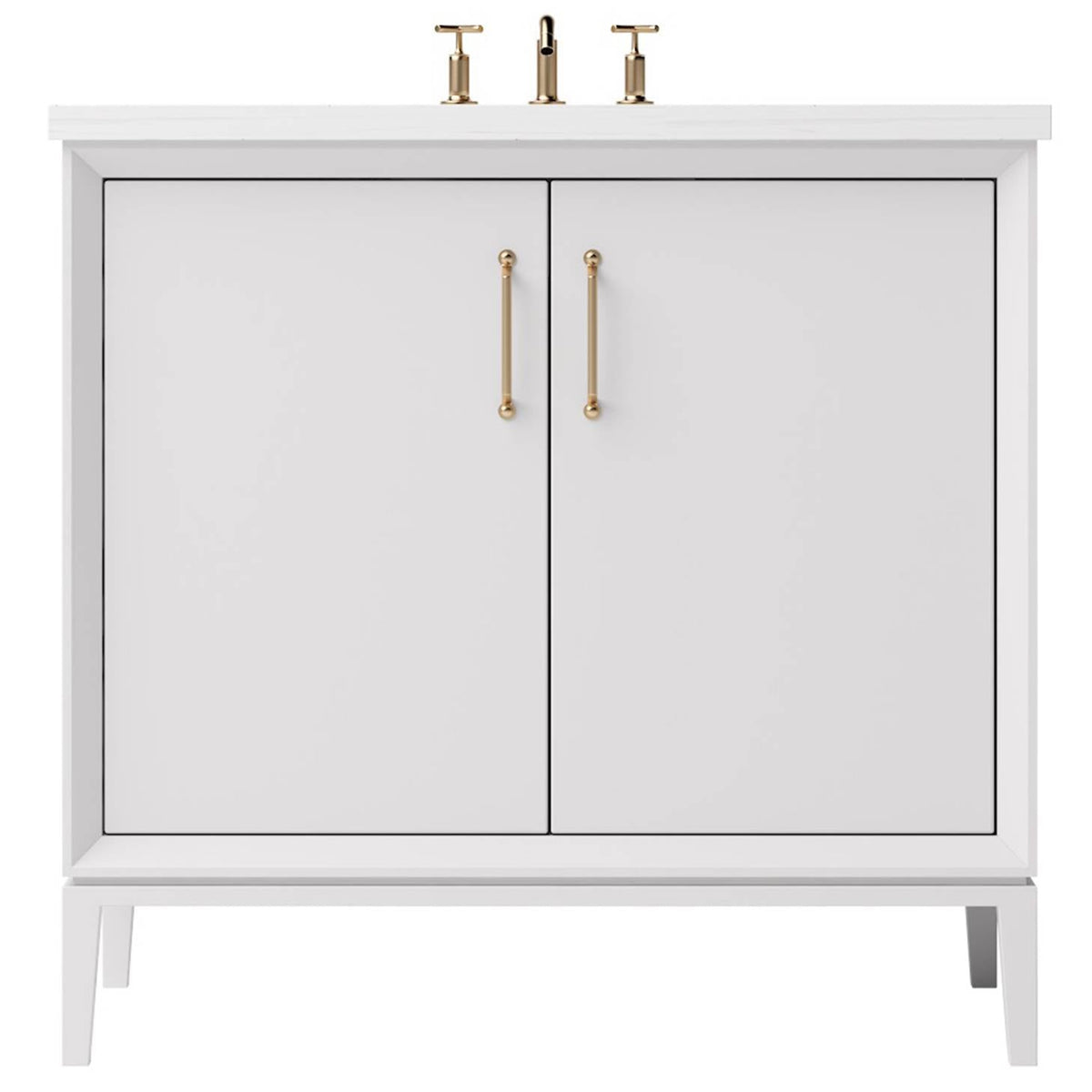 Vanderloc Alexandra Single Bath Vanity - 36&quot; - Strong White - Satin Gold - ALS1 - 36.sw.sg