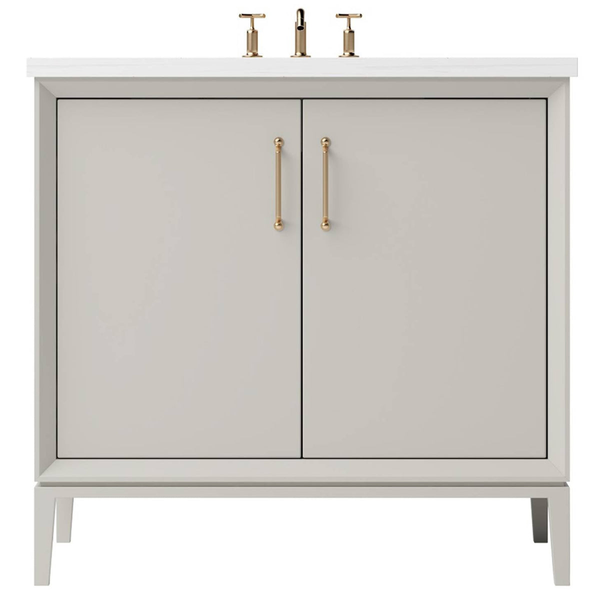 Vanderloc Alexandra Single Bath Vanity - 36&quot; - Vintage Taupe - Satin Gold - ALS1 - 36.vt.sg