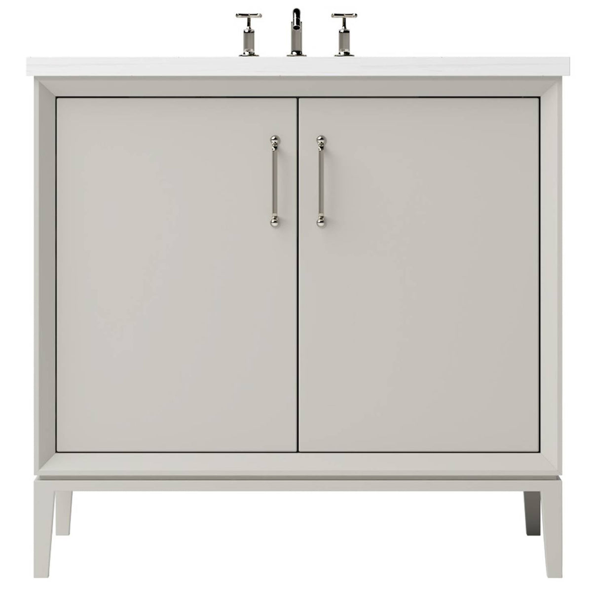 Vanderloc Alexandra Single Bath Vanity - 36&quot; - Vintage Taupe - Satin Nickel - ALS1 - 36.vt.sn