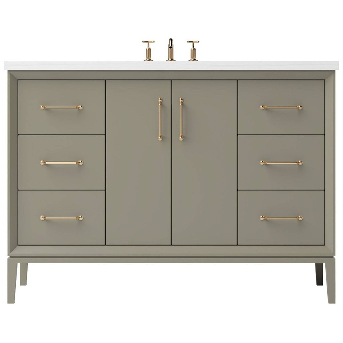 Vanderloc Alexandra Single Extra Wide Bath Vanity - 48&quot; - French Olive - Satin Gold - ALS4 - 48.fo.sg