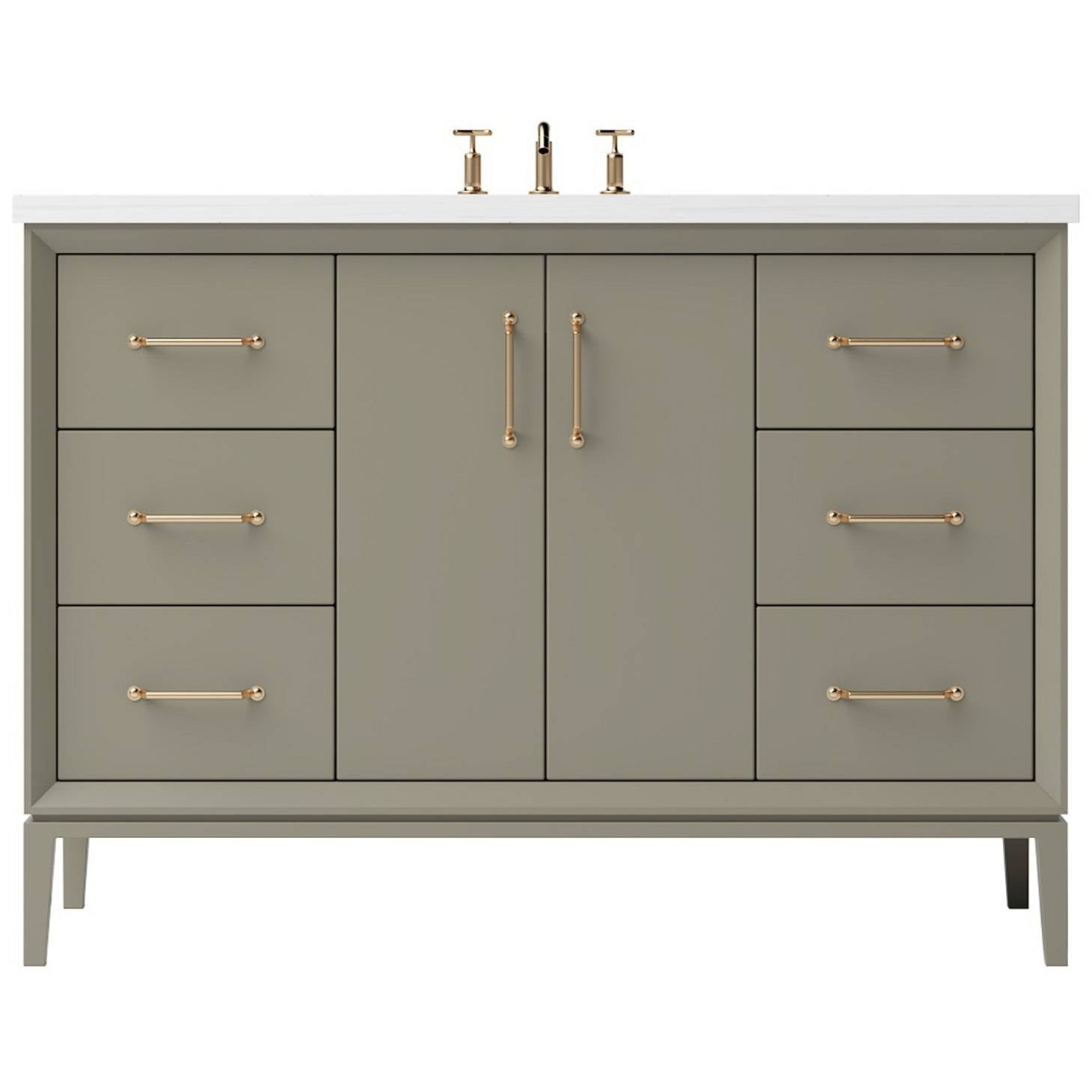 Vanderloc Alexandra Single Extra Wide Bath Vanity – 48" – French Olive – Satin Gold