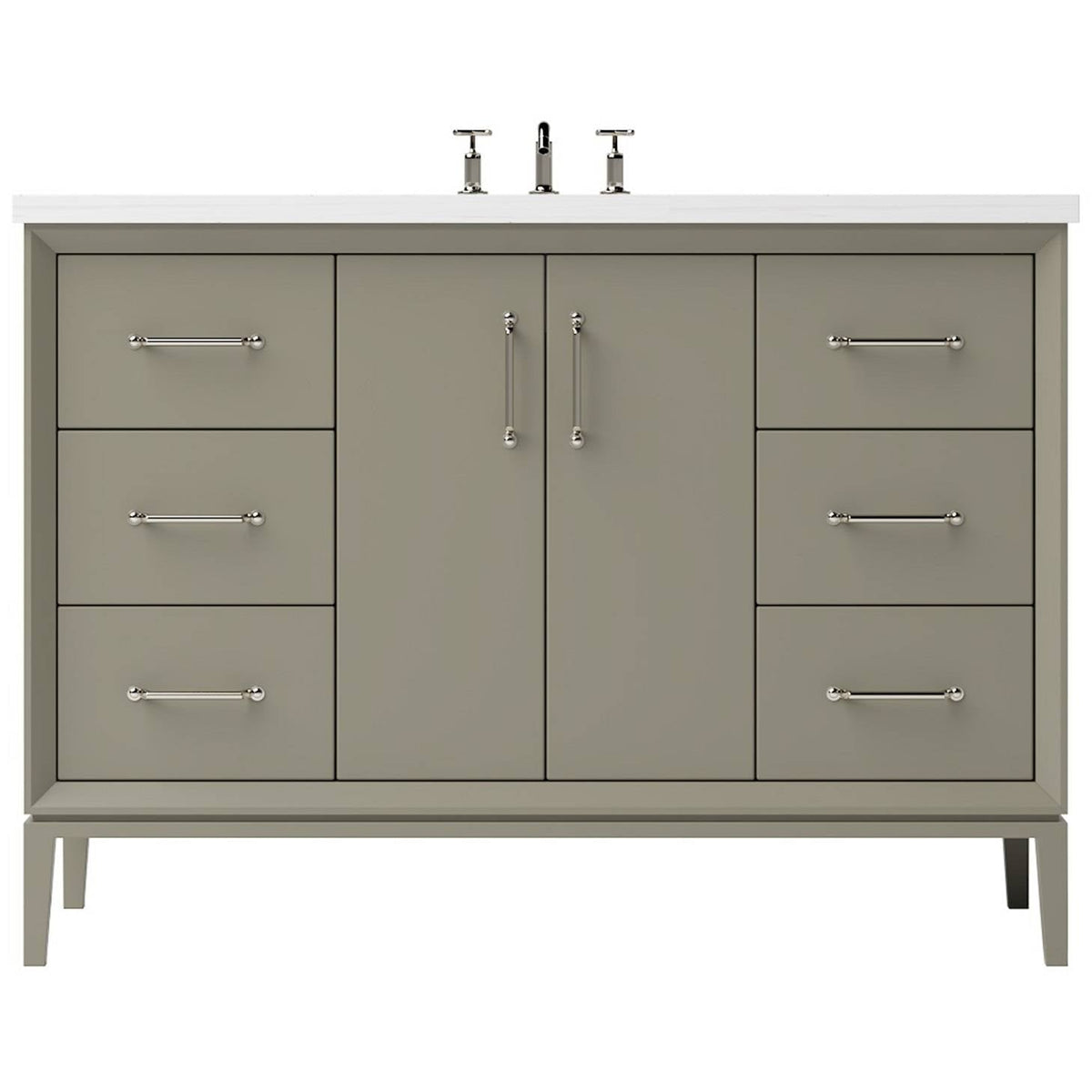 Vanderloc Alexandra Single Extra Wide Bath Vanity - 48&quot; - French Olive - Satin Nickel - ALS4 - 48.fo.sn