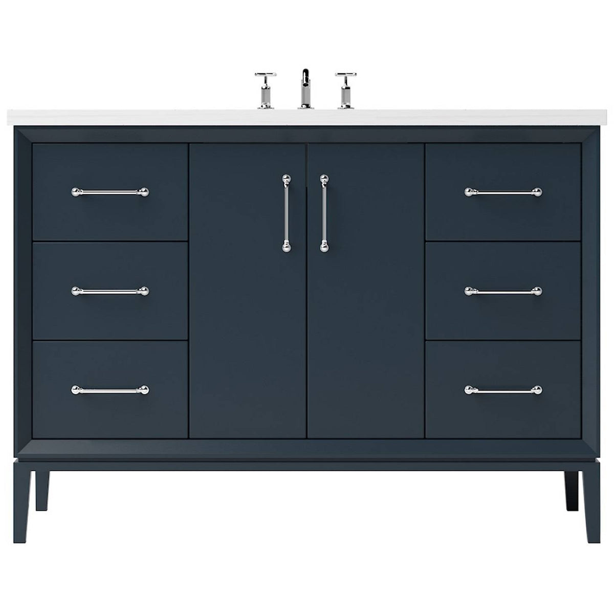 Vanderloc Alexandra Single Extra Wide Bath Vanity - 48&quot; - Hague Blue - Polished Chrome - ALS4 - 48.hb.ch