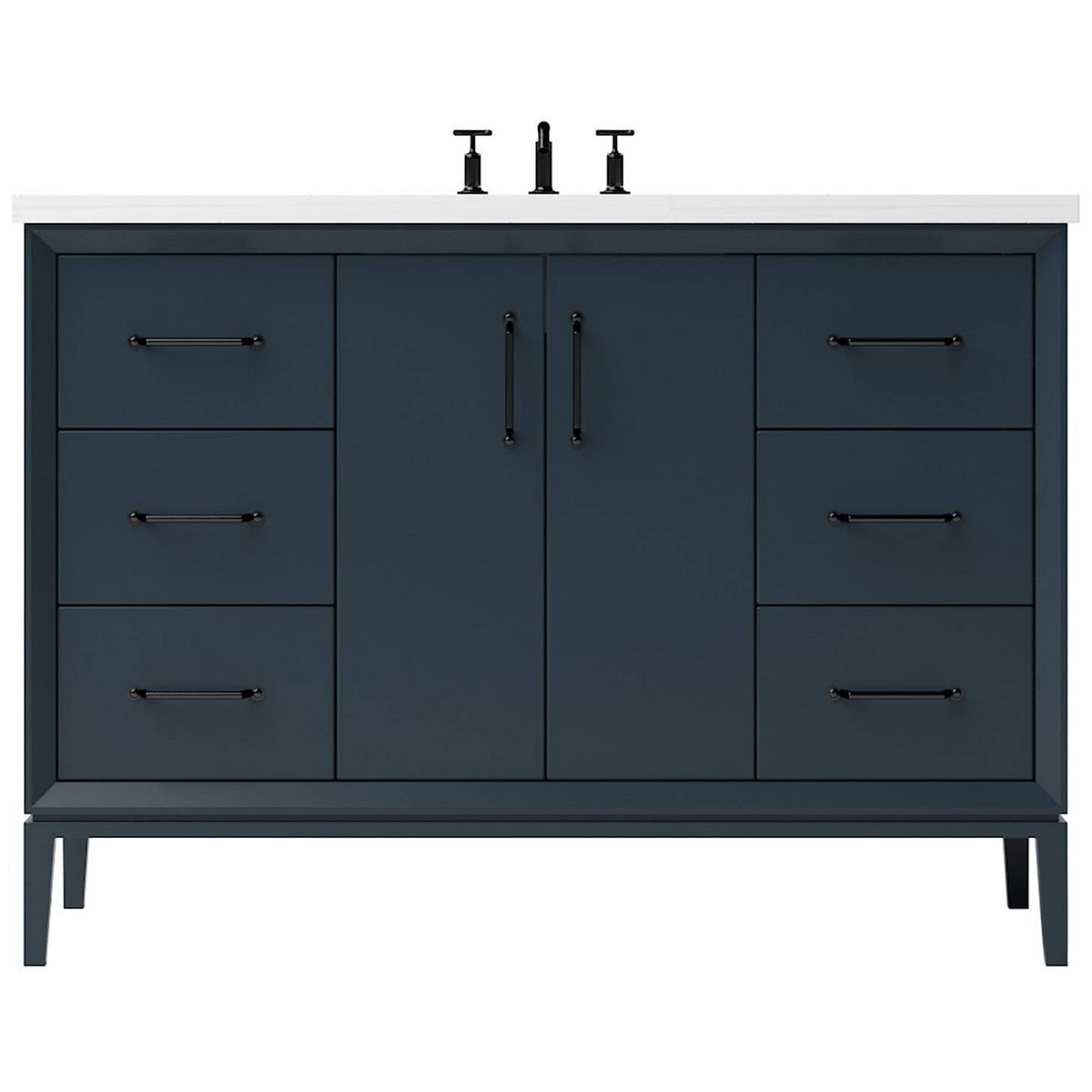 Vanderloc Alexandra Single Extra Wide Bath Vanity - 48&quot; - Hague Blue - Matte Black - ALS4 - 48.hb.mb