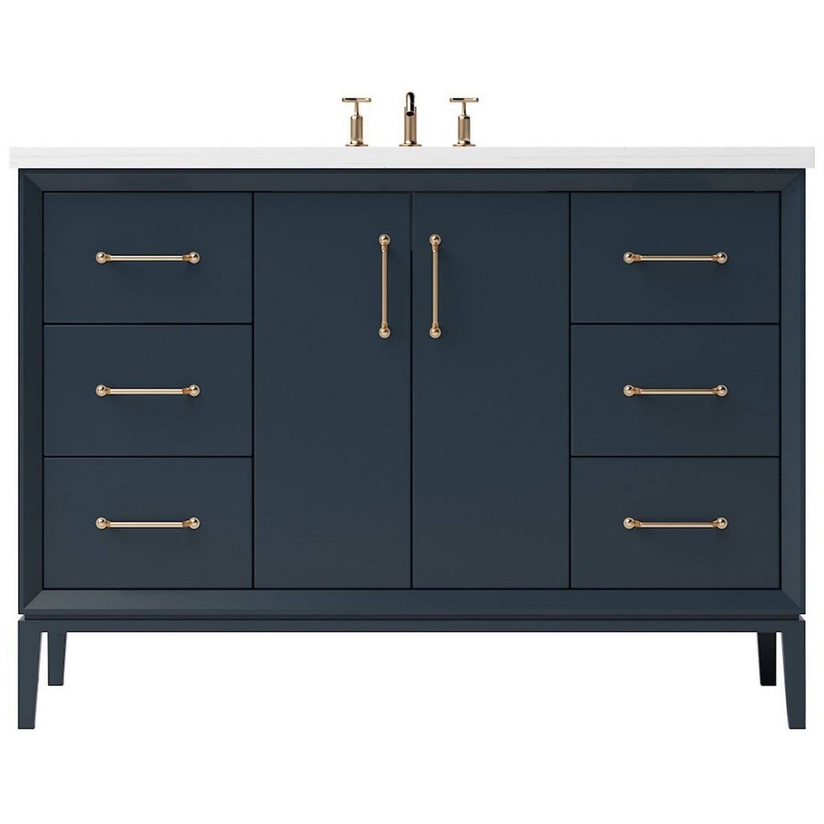 Vanderloc Alexandra Single Extra Wide Bath Vanity - 48&quot; - Hague Blue - Satin Gold - ALS4 - 48.hb.sg