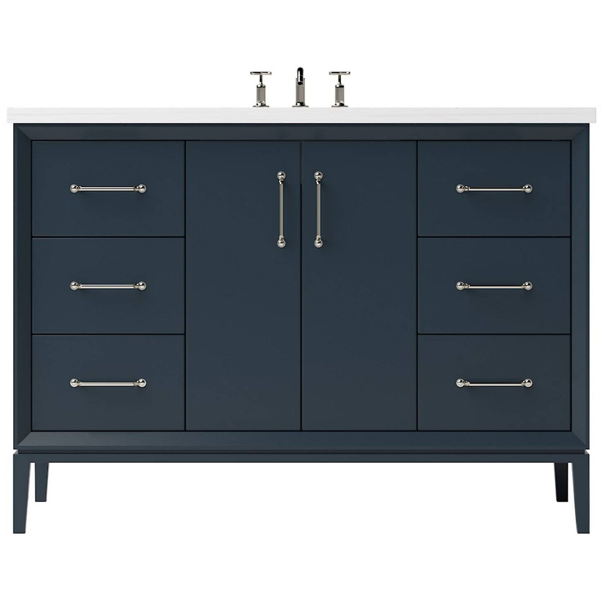 Vanderloc Alexandra Single Extra Wide Bath Vanity - 48&quot; - Hague Blue - Satin Nickel - ALS4 - 48.hb.sn