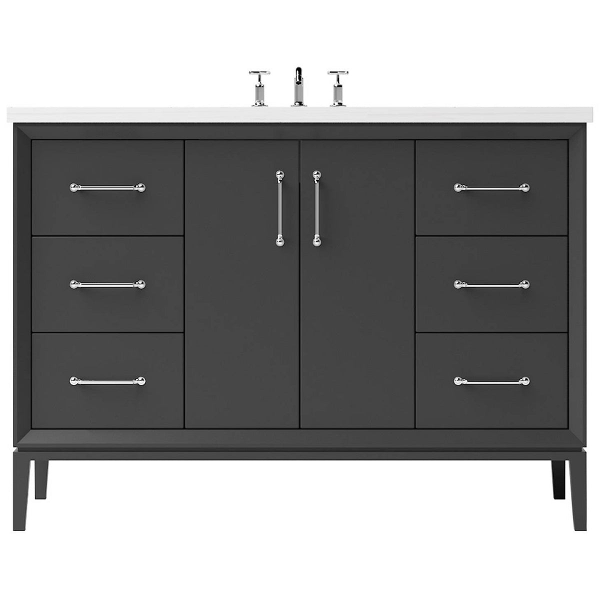 Vanderloc Alexandra Single Extra Wide Bath Vanity - 48&quot; - Off Black - Polished Chrome - ALS4 - 48.ob.ch