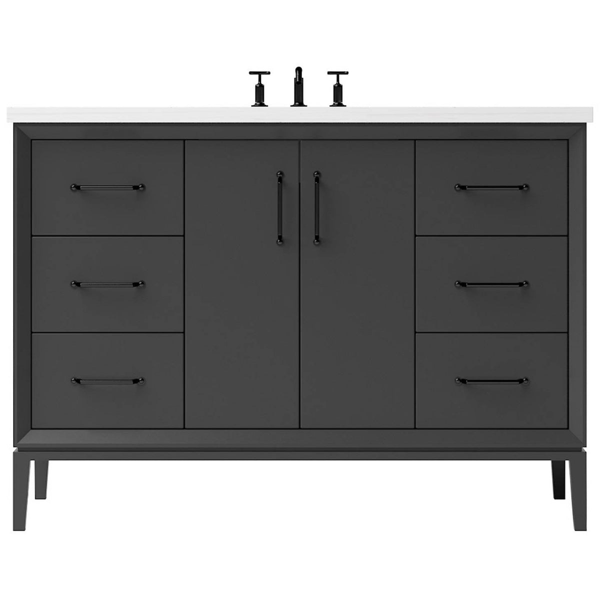 Vanderloc Alexandra Single Extra Wide Bath Vanity - 48&quot; - Off Black - Matte Black - ALS4 - 48.ob.mb
