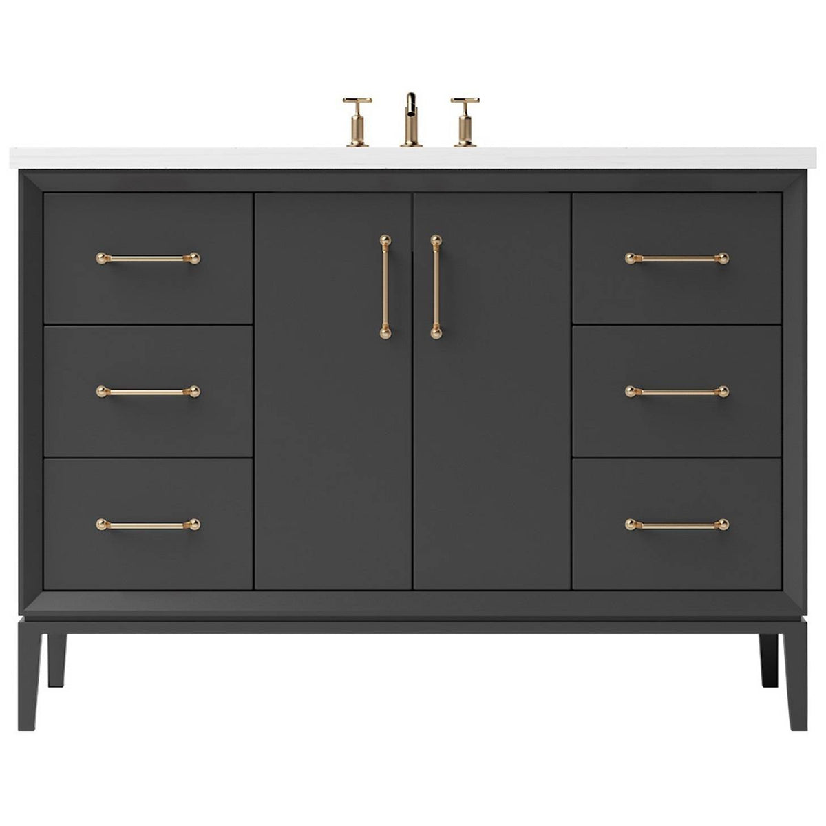 Vanderloc Alexandra Single Extra Wide Bath Vanity - 48&quot; - Off Black - Satin Gold - ALS4 - 48.ob.sg