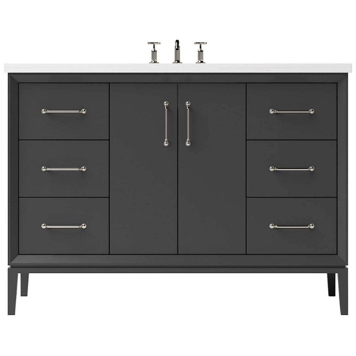 Vanderloc Alexandra Single Extra Wide Bath Vanity - 48&quot; - Off Black - Satin Nickel - ALS4 - 48.ob.sn